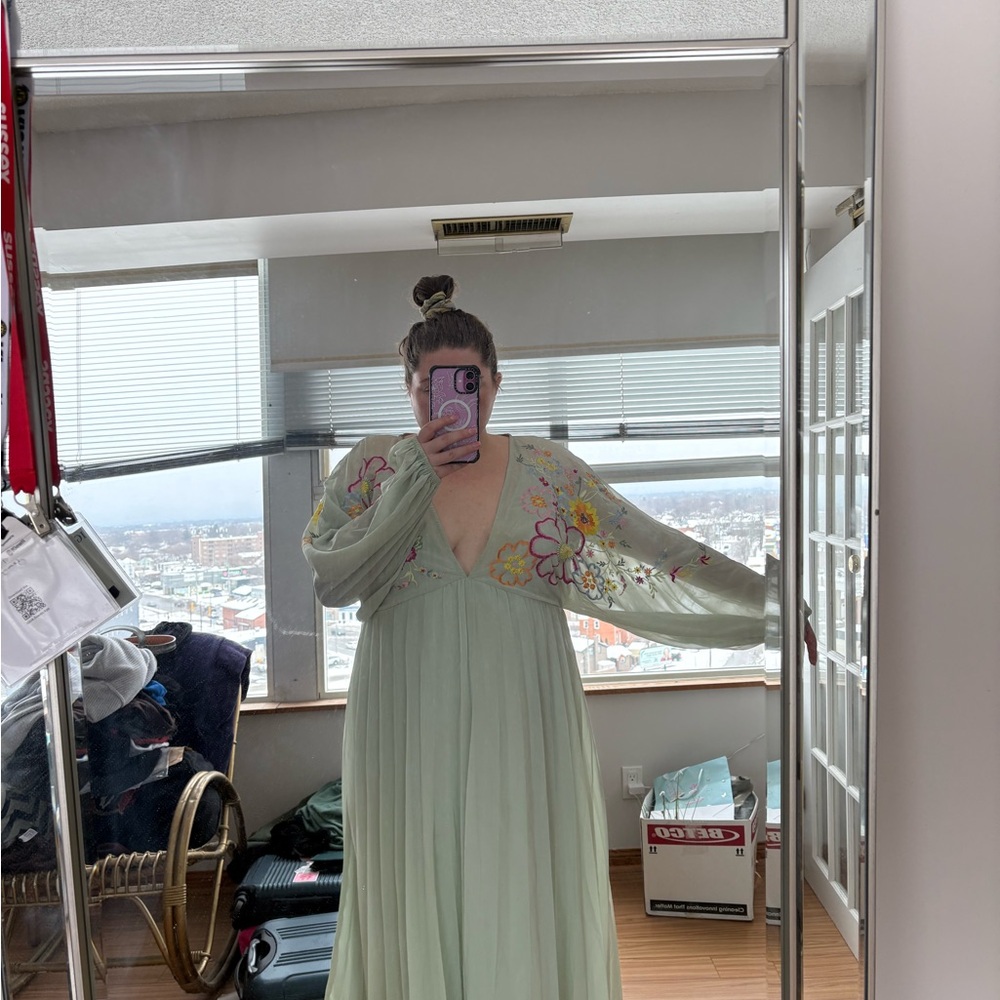 ASOS Curve Light Green Floral Dress